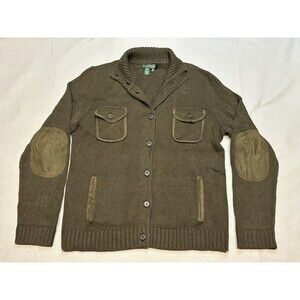 Lauren Ralph Lauren Military-Style Knit Jacket Button Up Women’s XL Olive Green